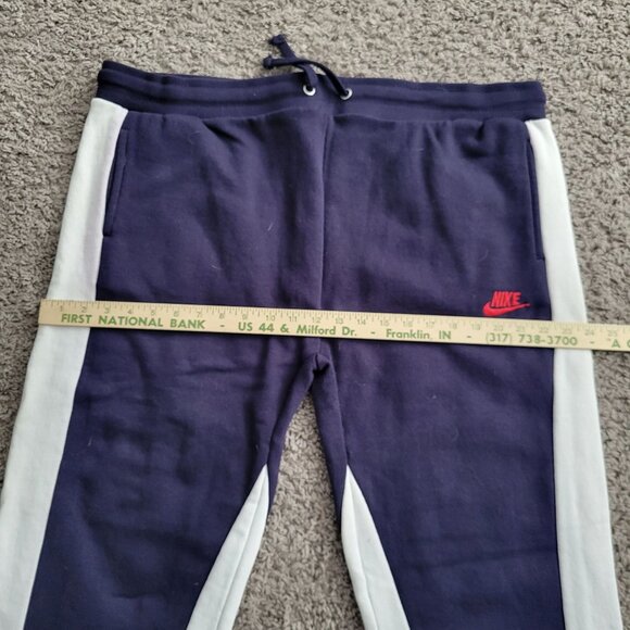 90s Nike Mens 3X Navy Tracksuit Set Hooded Jacket & Joggers White Tag Embroidere - Picture 7 of 16